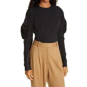 Rag & Bone Ruched Black Stephanie Blouse Size 2